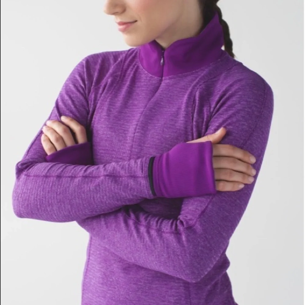- Lululemon Runderful Violet Purple 1/2 Zip Rulu Pullover Top - Picture 4 of 15